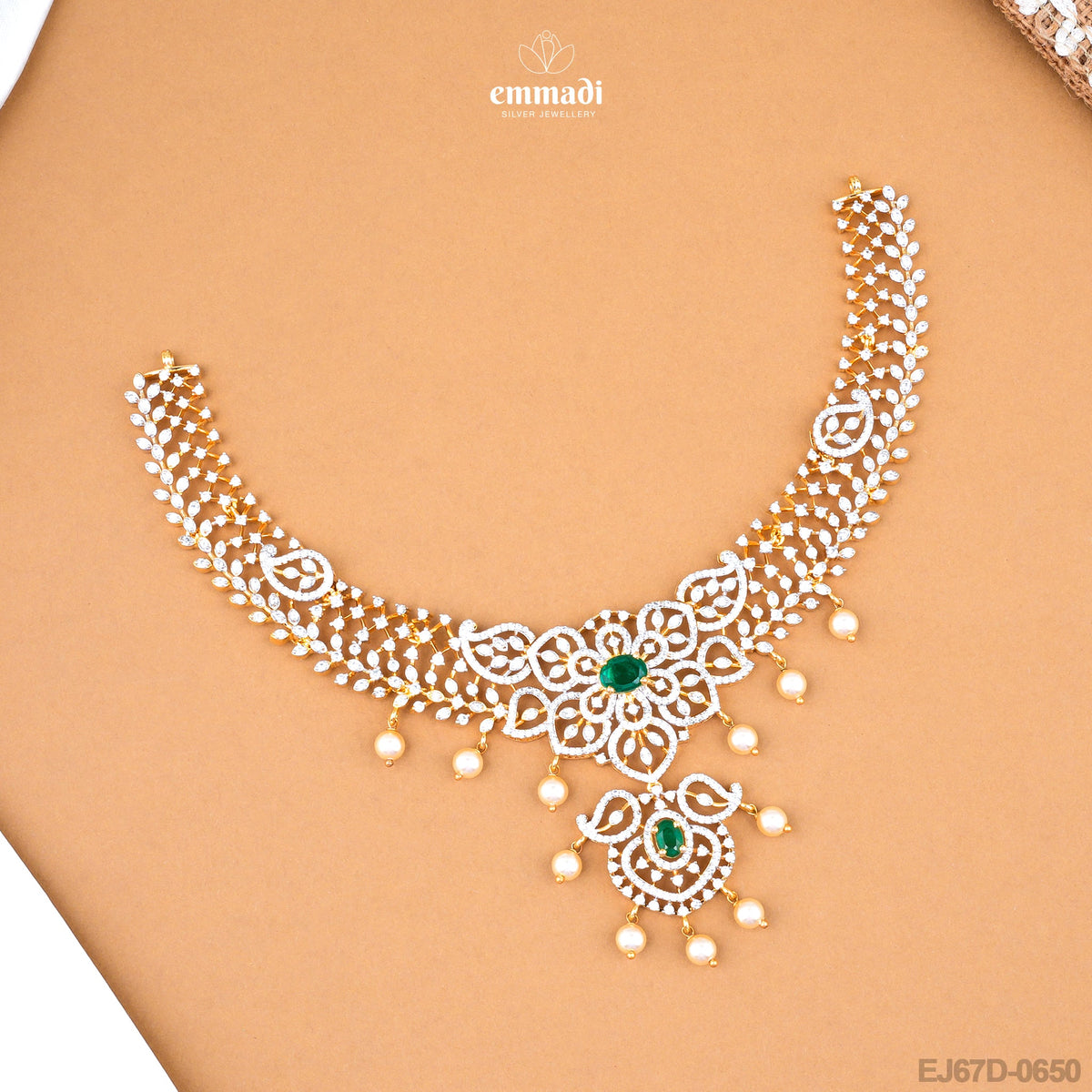 Dwarika's Premium Green CZ Necklace