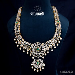 Chandra's Exquisite CZ Green Long Necklace: Premium Indian Jewellery