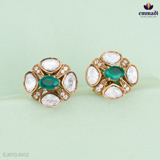 Bandhula Victorian Green Studs Jewellery