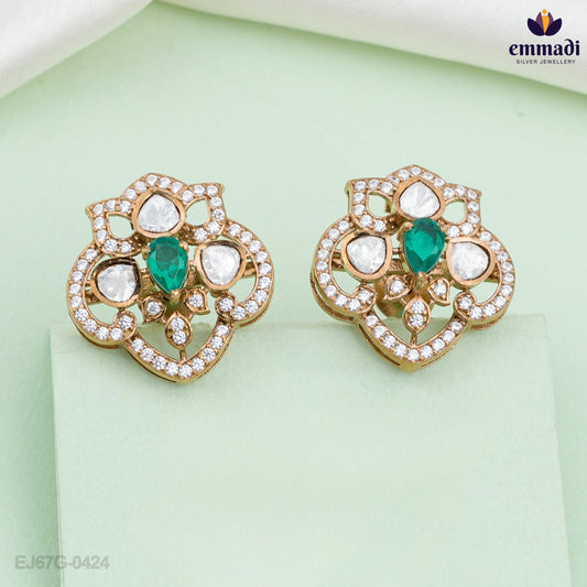 Darshana Stunning Green Victorian Studs
