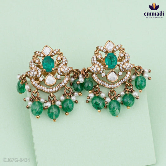 ### Title: Grishma Elegance: Victorian Green Hanging Jewellery