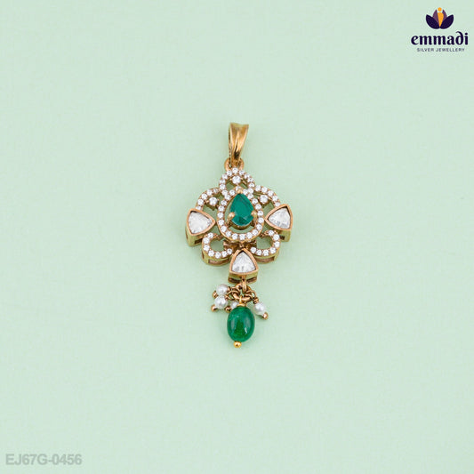 Kumari and Kumud's Elegant Victorian Green Pendant Jewelry and Hangings