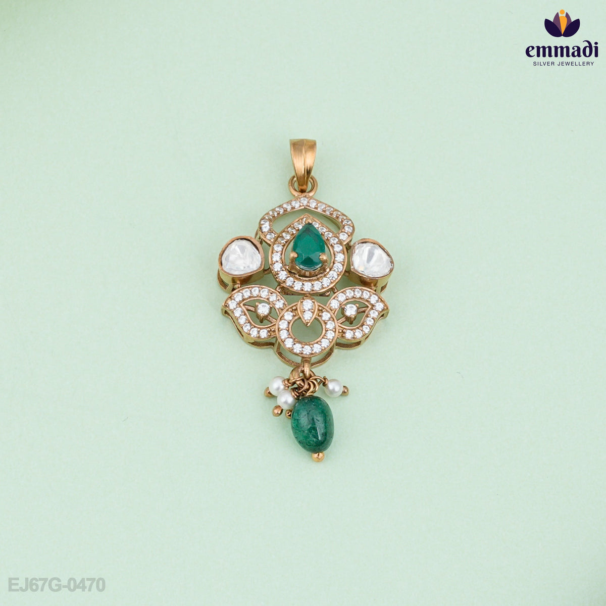 Meeta Exquisite Green Victorian Pendant