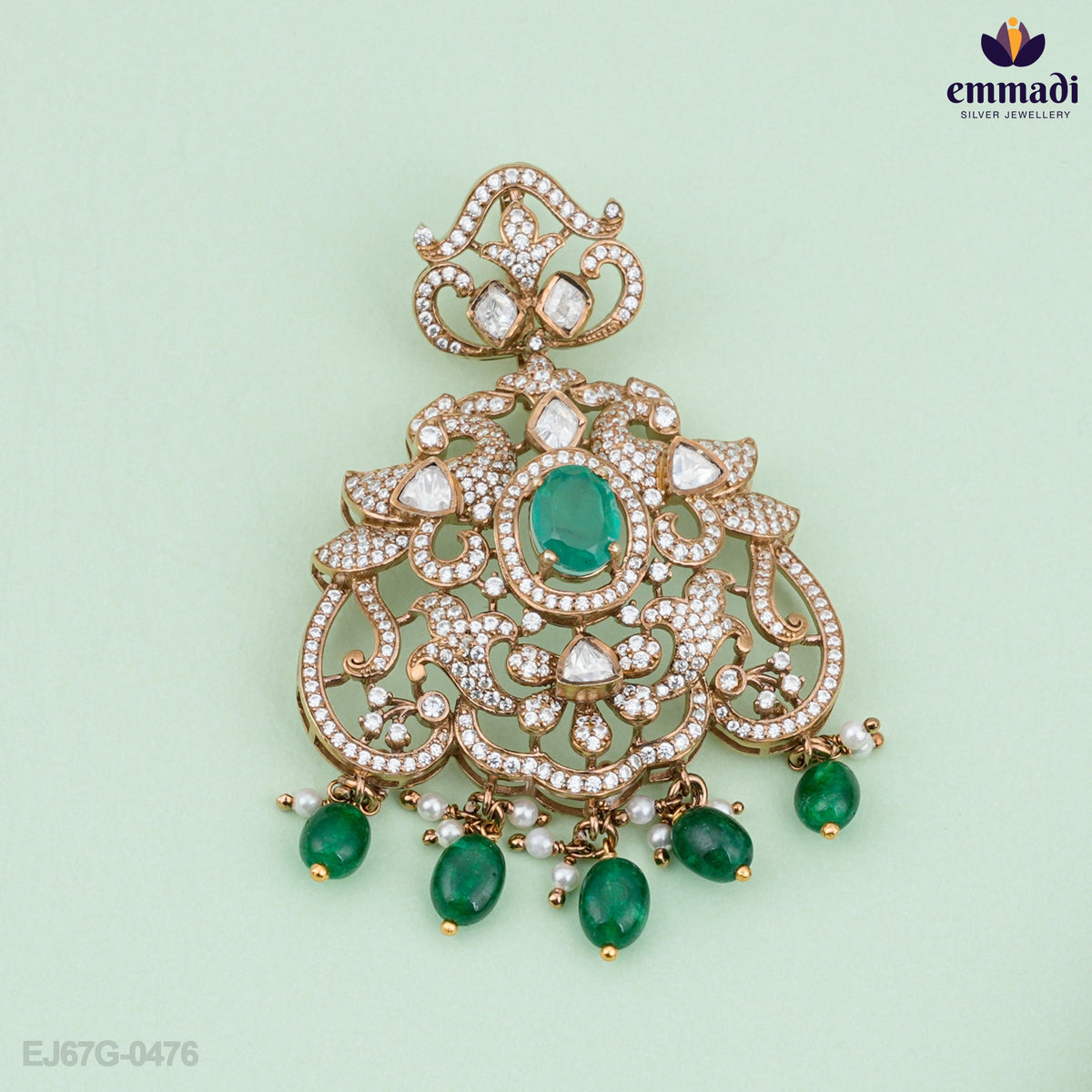 Narmada Victorian Green Pendant Jewellery