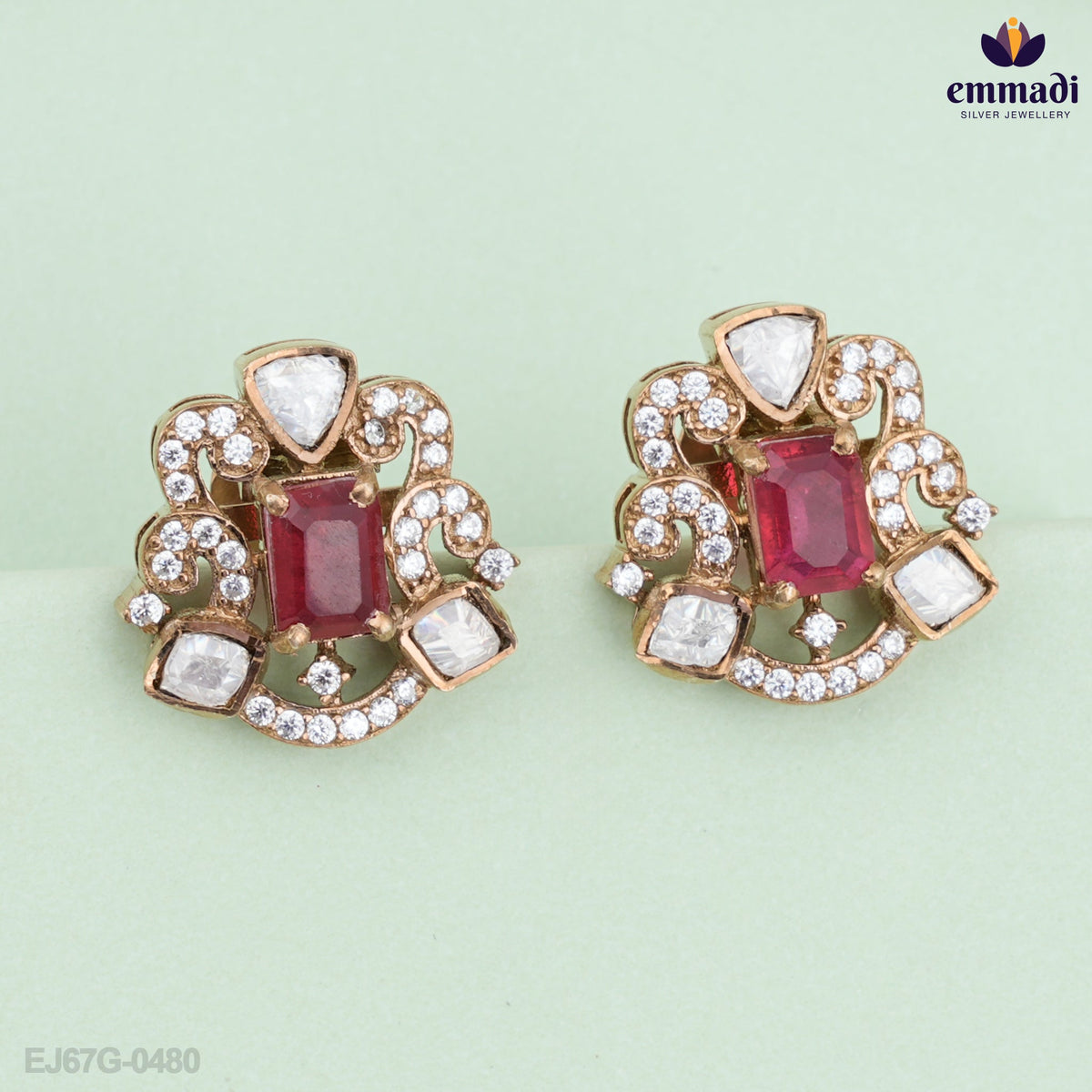 Neha's Exquisite Pink Victorian Studs