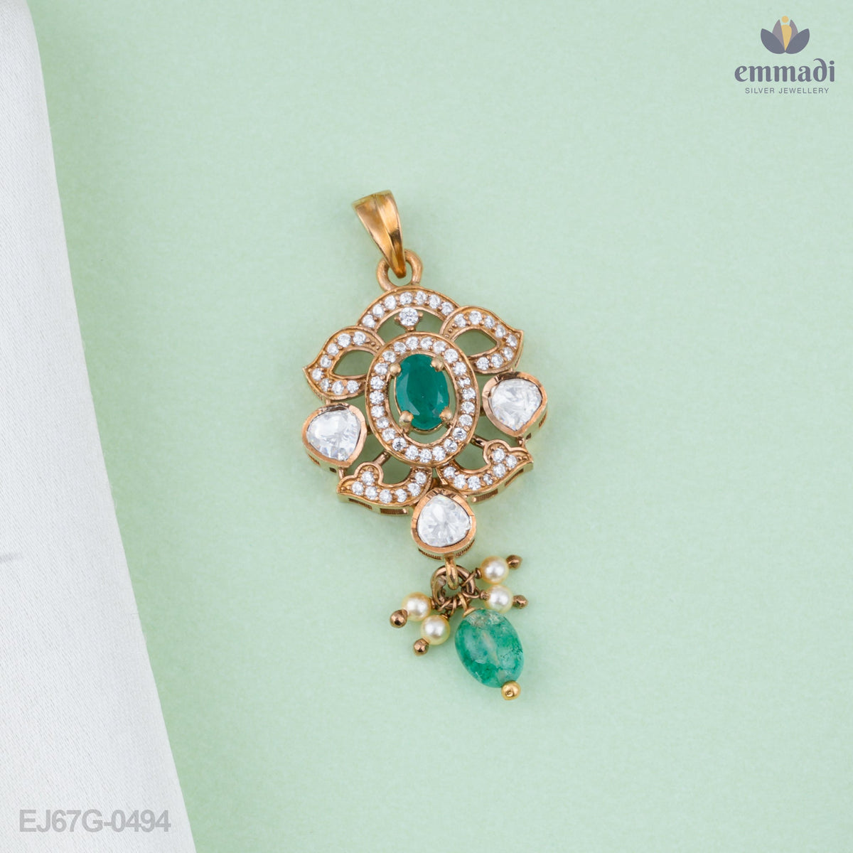 Punam's Elegant Victorian Green Pendant