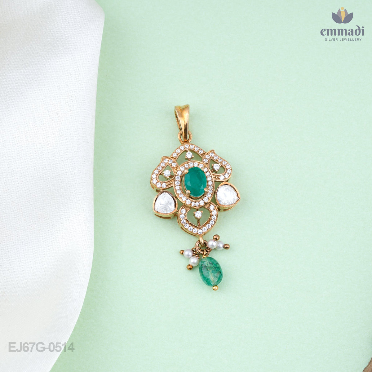 ### Title: Shalini's Exquisite Victorian Green Pendant