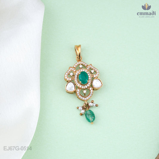 ### Title: Shalini's Exquisite Victorian Green Pendant