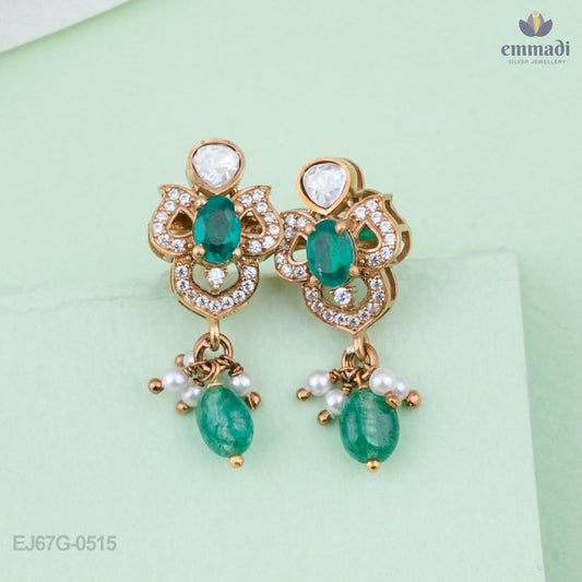 Shambhavi Victorian Green Hanging Earrings
