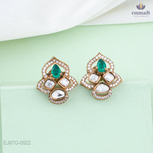 Shreya’s Dazzling Green Victorian Studs