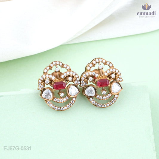 Sujata Victorian Red Stud Earrings