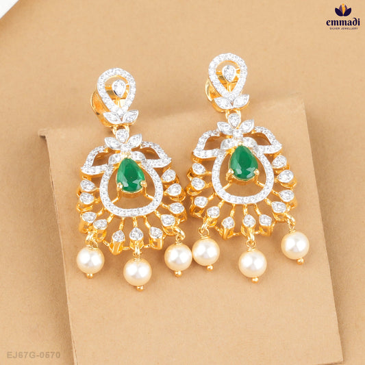 ABANI Exquisite Green CZ Hanging Earrings