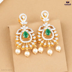 ABANI Exquisite Green CZ Hanging Earrings