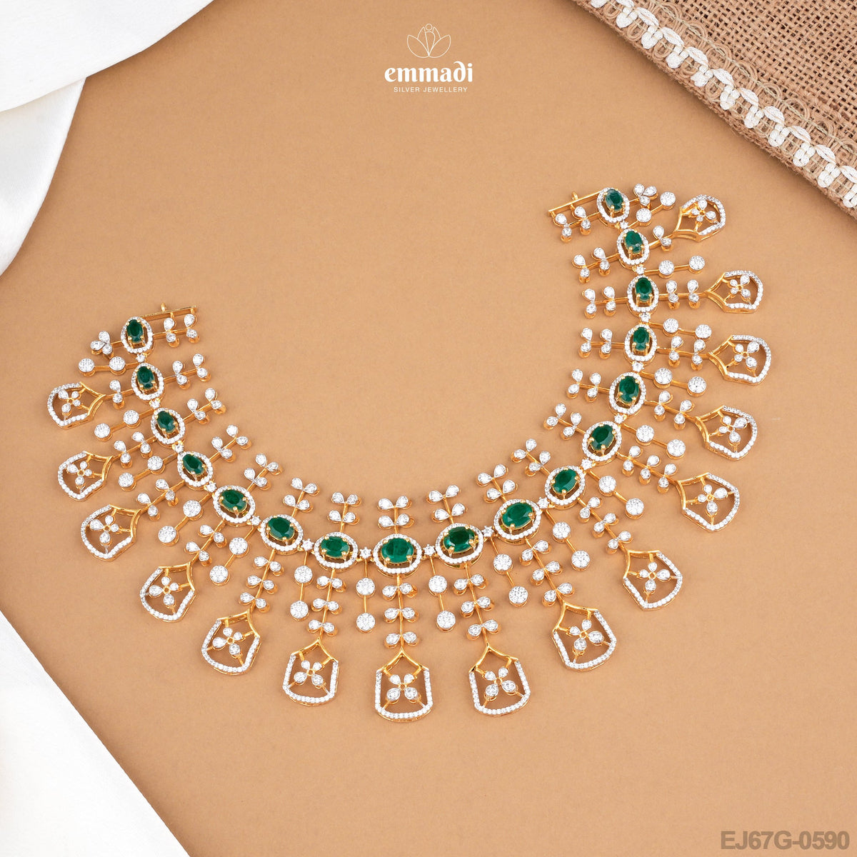 Dimple Delight: Premium Green CZ Necklace