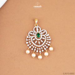 Dev's Premium CZ Green Pendant and Deeya Radiant Premium CZ Studs Collection