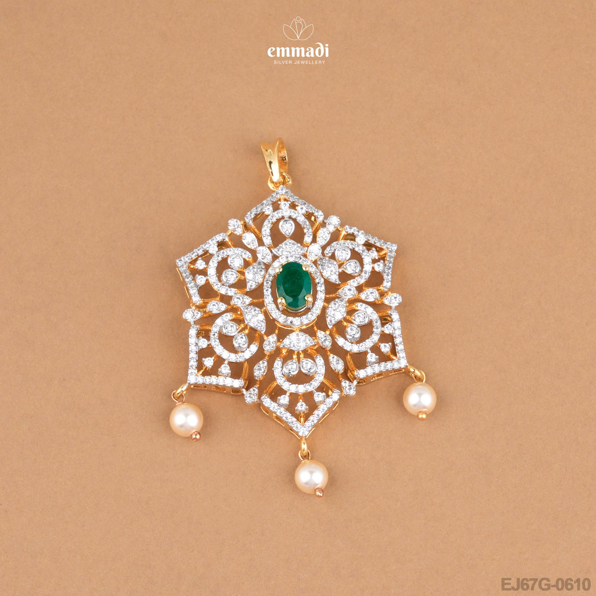 Cosmic Elegance & Chumki Glamour: Premium CZ Pendant and Studs Set