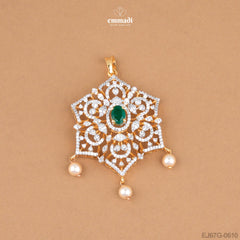 Cosmic Elegance & Chumki Glamour: Premium CZ Pendant and Studs Set