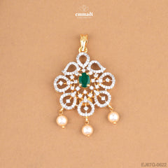 Chanda Radiant Green CZ Pendant and Glimmering Premium CZ Studs