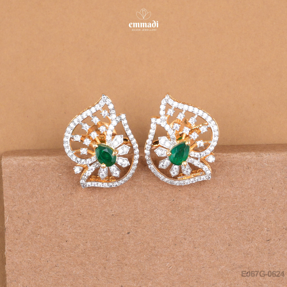 Chanchl Luxe Green CZ Studs Elegance Redefined