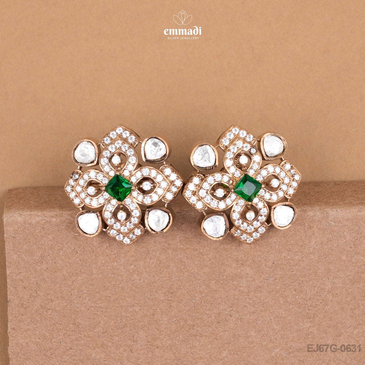 Chameli Victorian Green Studs Jewelry