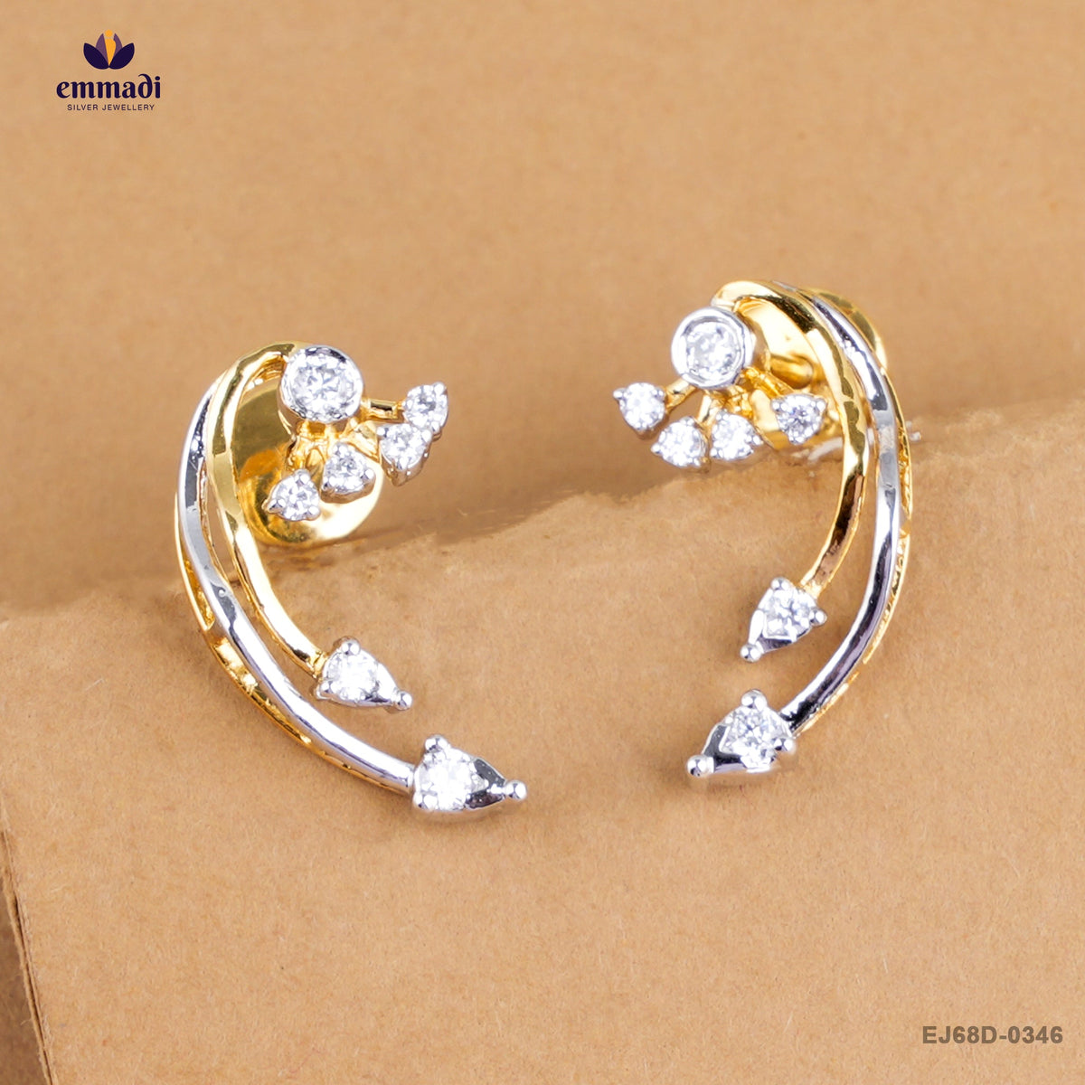 Abhinandita Silver Studs Premium CZ White
