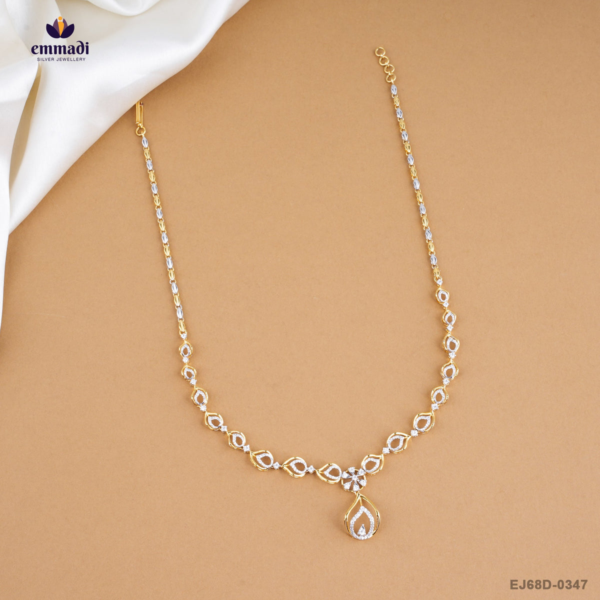Abhinaya Elegant White CZ Necklace