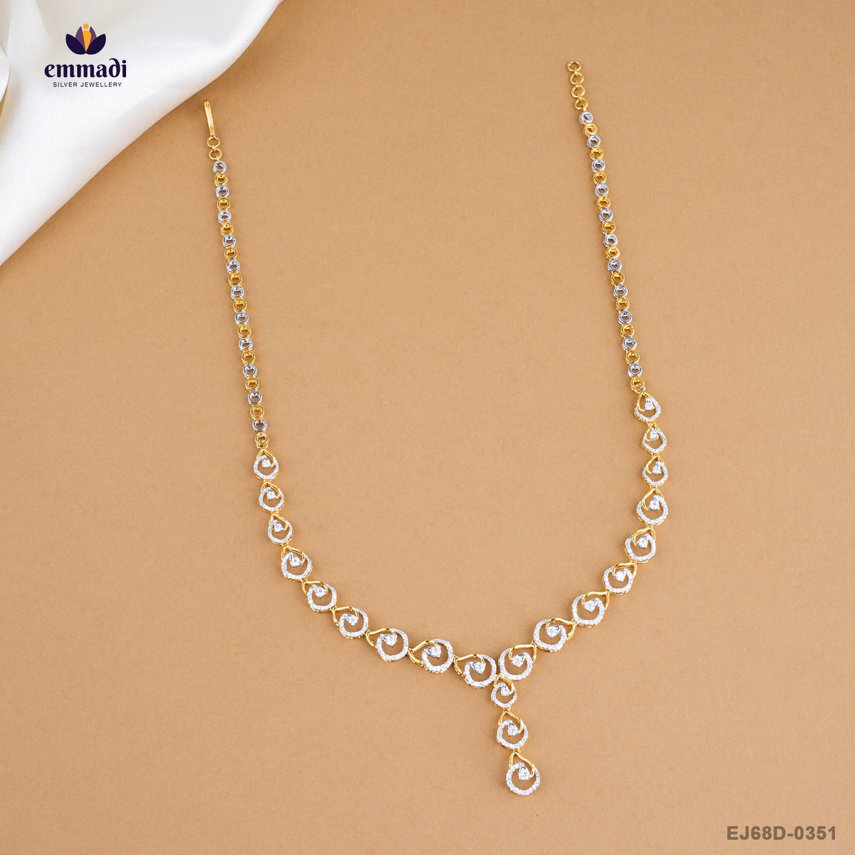 ABHIPRITI Premium White CZ Necklace