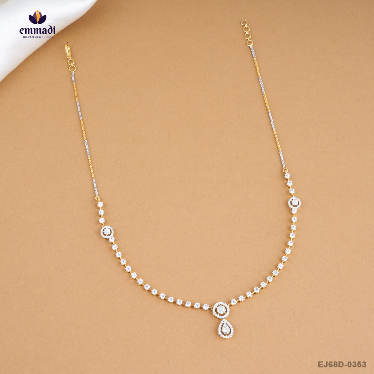 ABHIRANJANA Premium White CZ Necklace