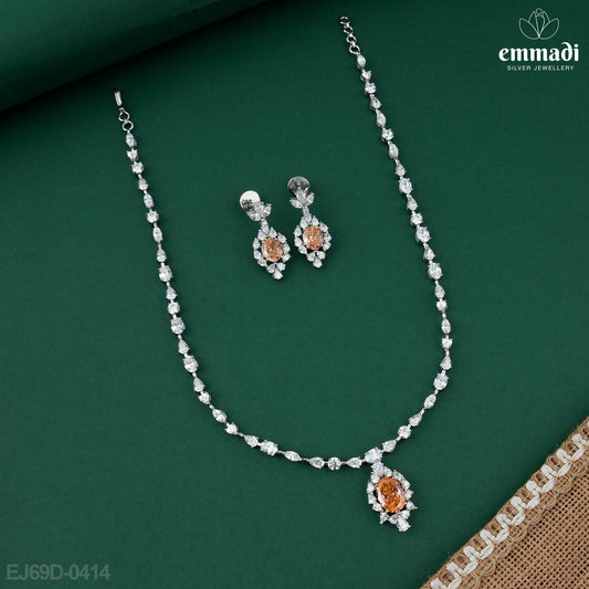 Rehana Premium CZ Orange Necklace