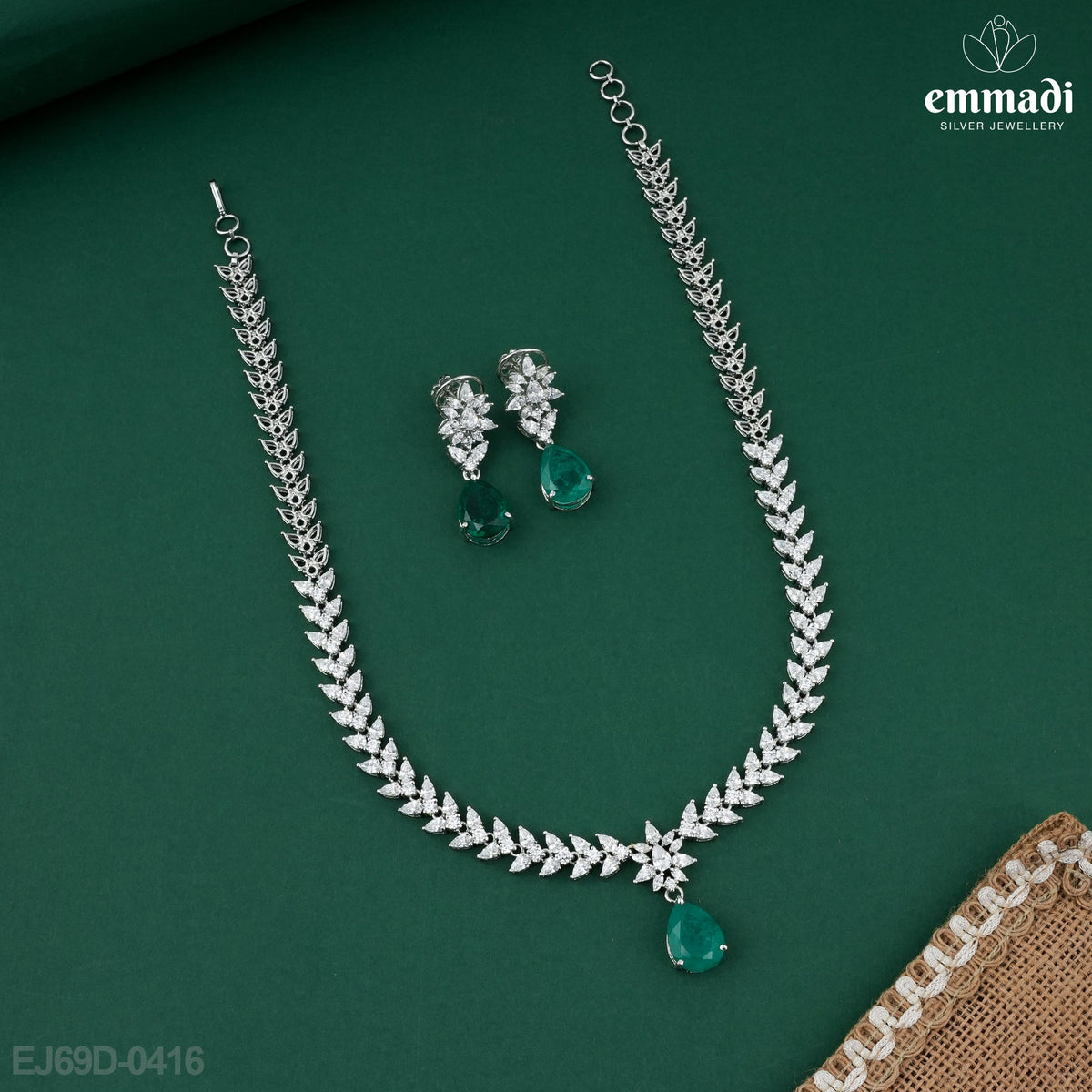 Reetima Premium CZ Green Necklace