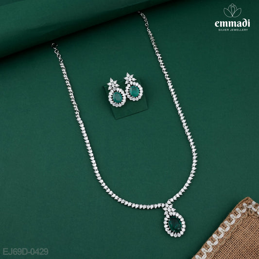 Raveena Green Premium CZ Necklace