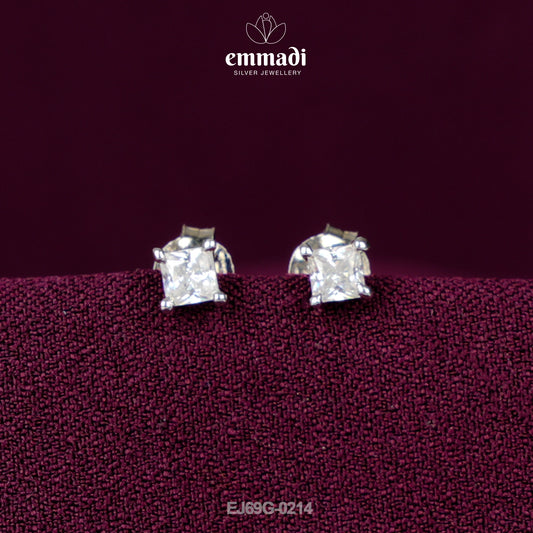 Shiba Silver: Premium CZ White Studs