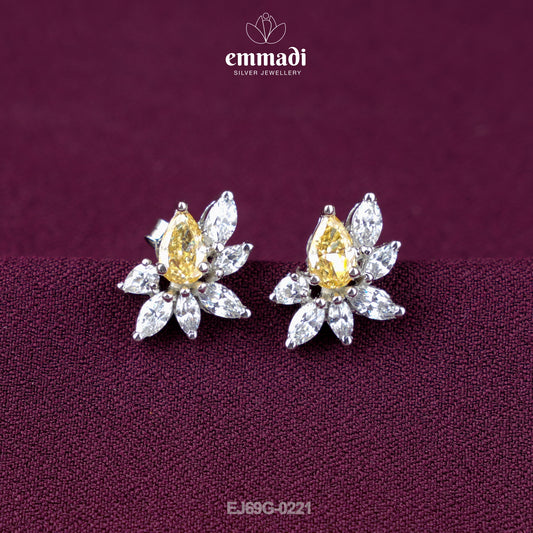 Sheela's Silver Jewellery Collection: Premium CZ Yellow Studs