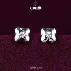 Savitri Bai's Premium CZ White Studs: Handcrafted Silver with Gold