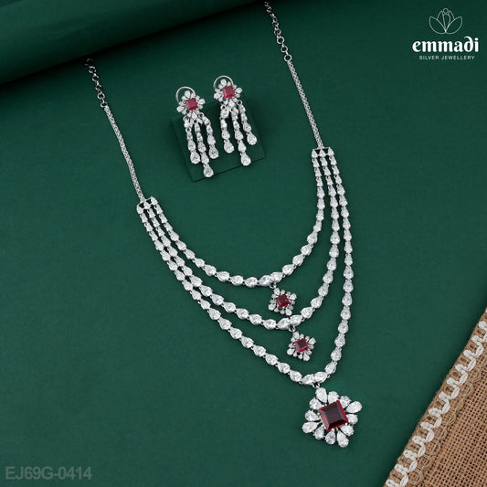 Rajia Premium Red CZ Necklace