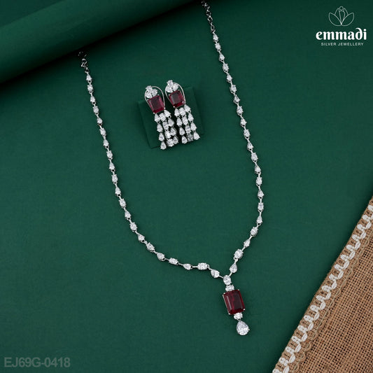 Raja's Captivating Red CZ Necklace
