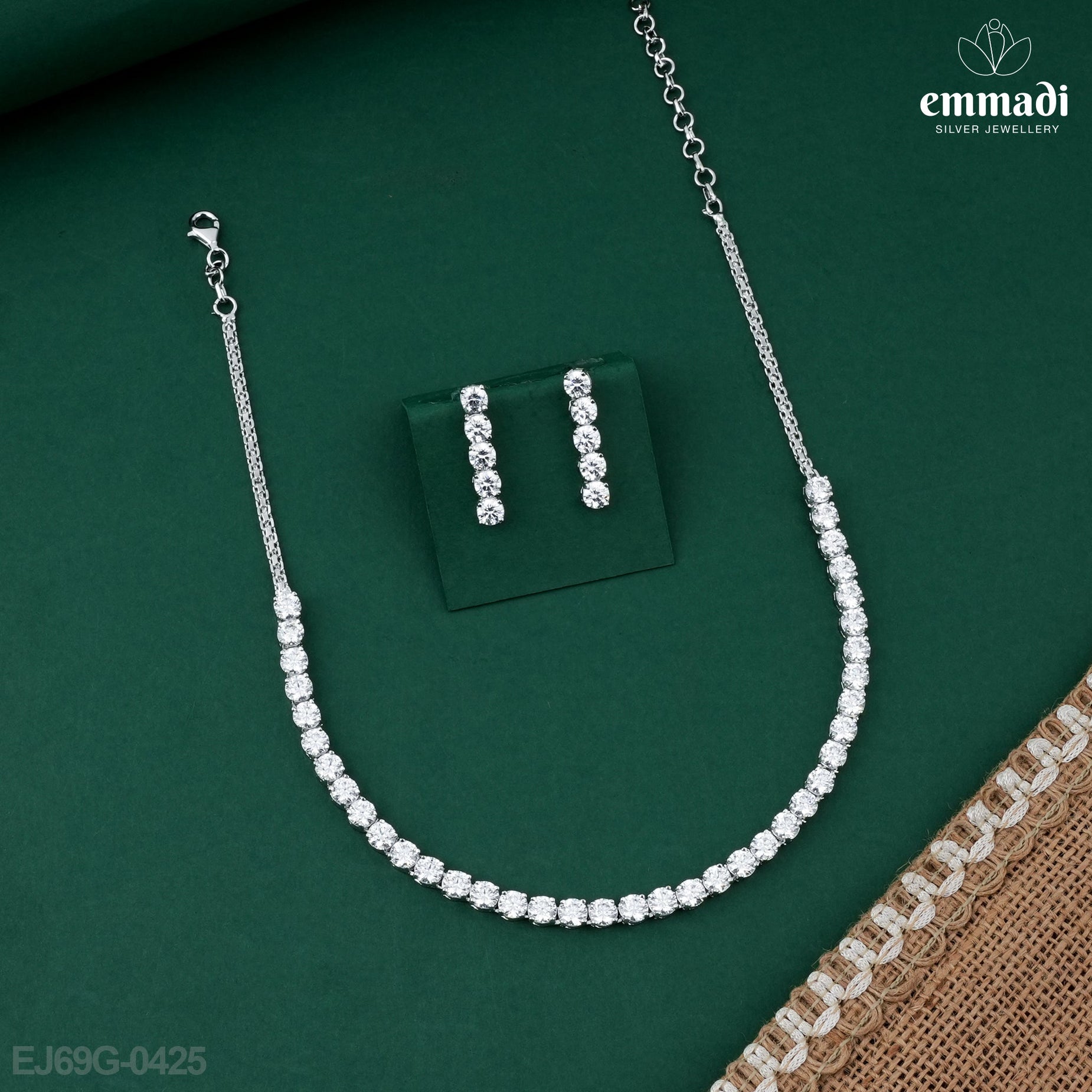 Necklace - Premium Zirconia Studded – Emmadi Silver Jewellery