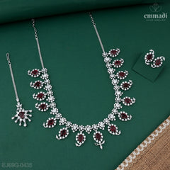 Pushpan Premium CZ Red Necklace