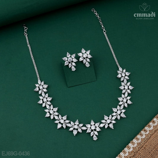 Pushpa Premium CZ White Necklace