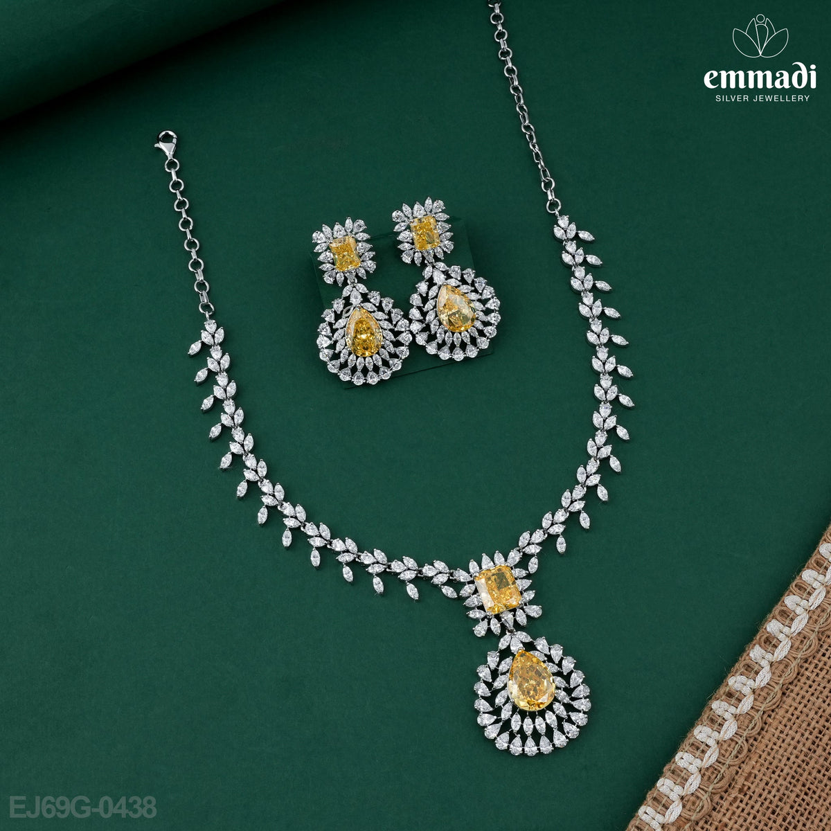 Purva Premium CZ Yellow Necklace