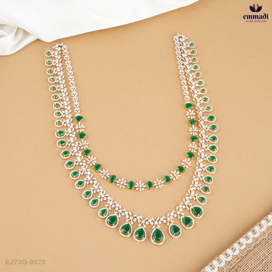 ACHALTA Long Necklace Premium CZ Green