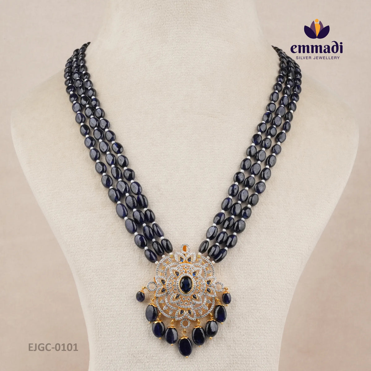 Kajal Premium Cz Blue Long Necklace