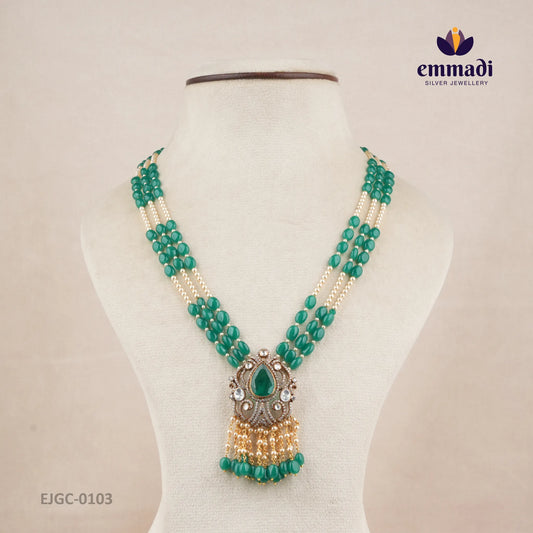 Kajol Victorian Green Long Necklace