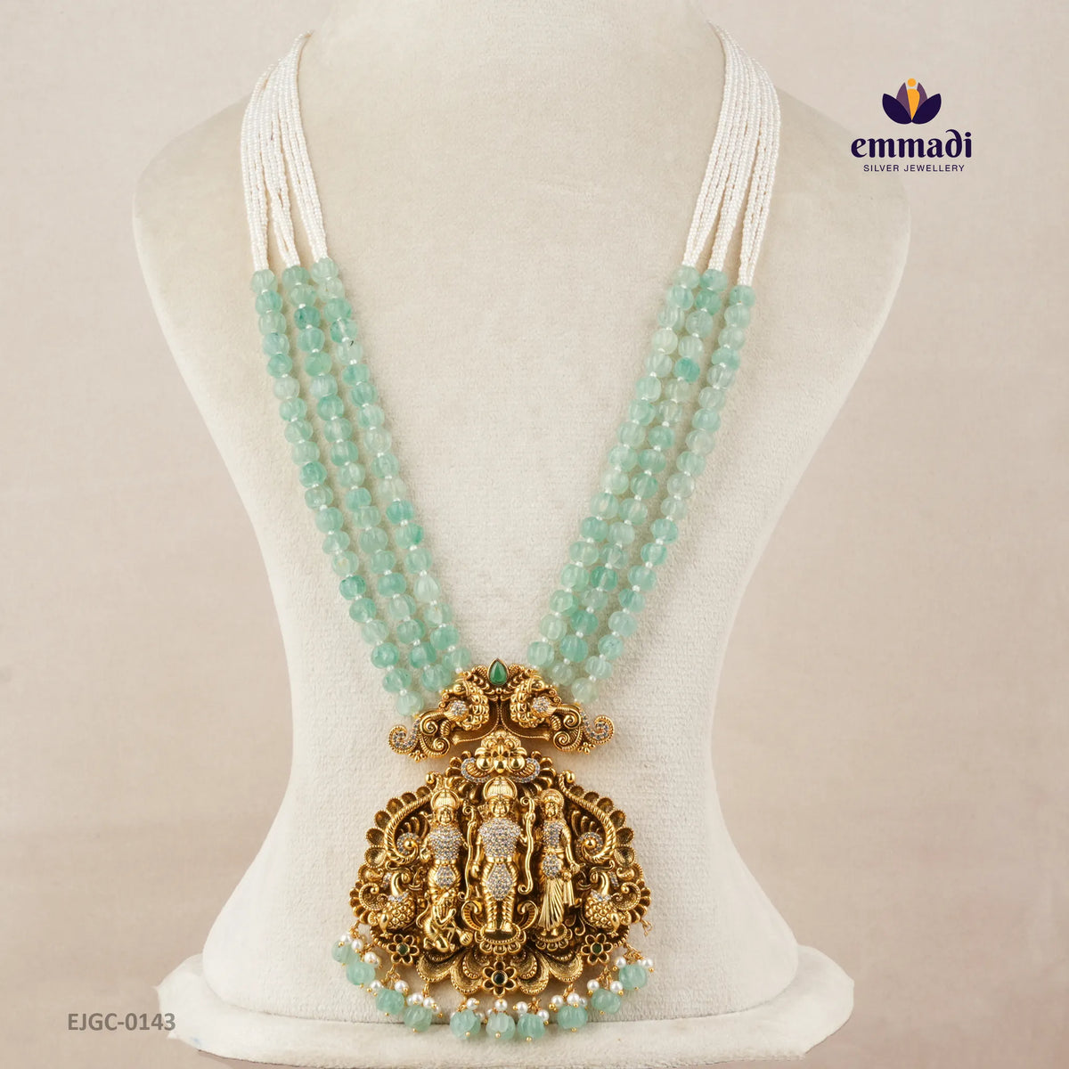 Meenal Premium Antique Green Long Necklace