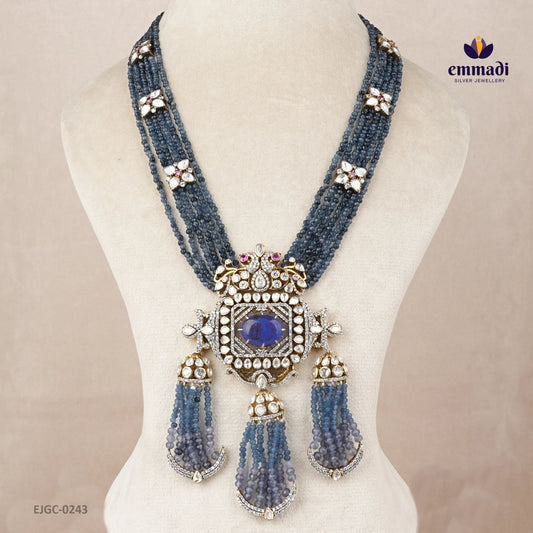 Ekam Victorian Blue Long Necklace