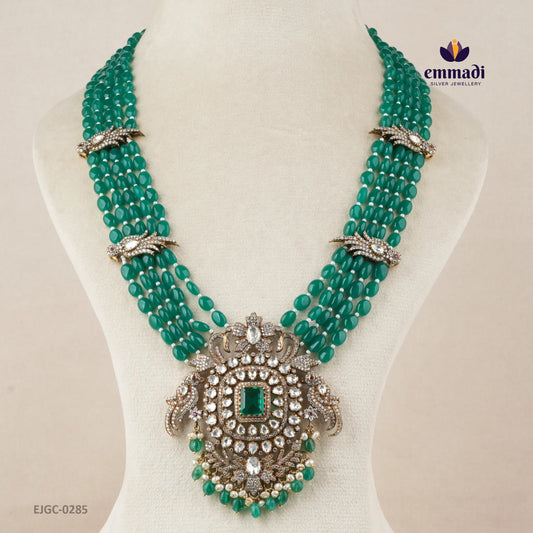 Chellam Victorian Green Long Necklace