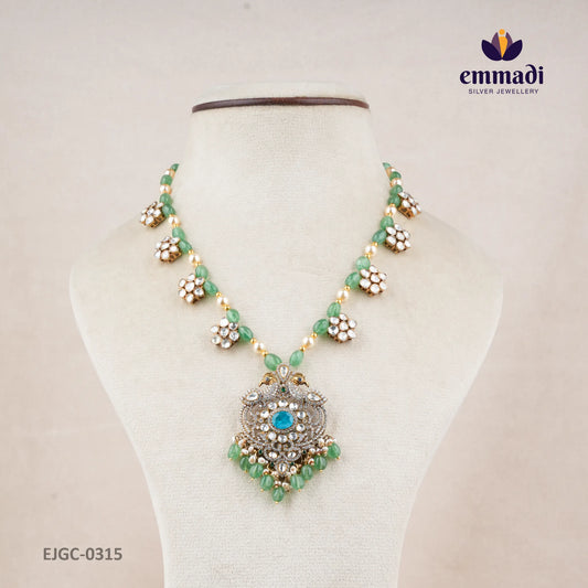 Kuhan Victorian Blue Long Necklace