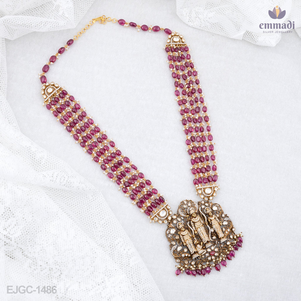 ### Title: Devika's Exquisite Long Necklace Victorian in Pink