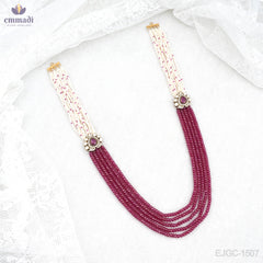 Mahima Elegant Pink Victorian Long Necklace