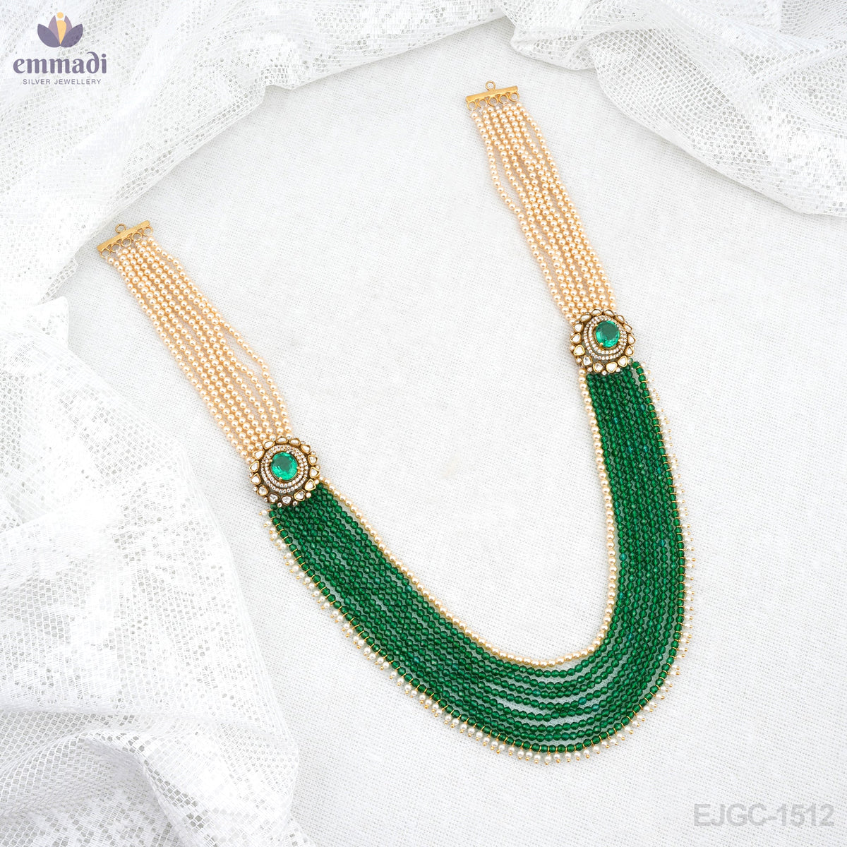 Oorja Long Victorian Green Necklace